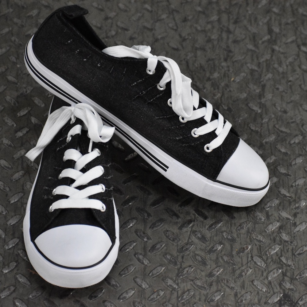 Men's Ripped Black Denim Sneakers